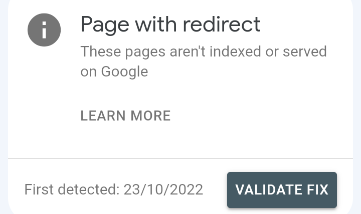 Excluded page with redirect