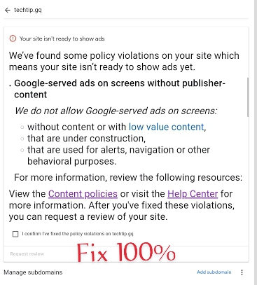 google-served ads on screens without publisher-content